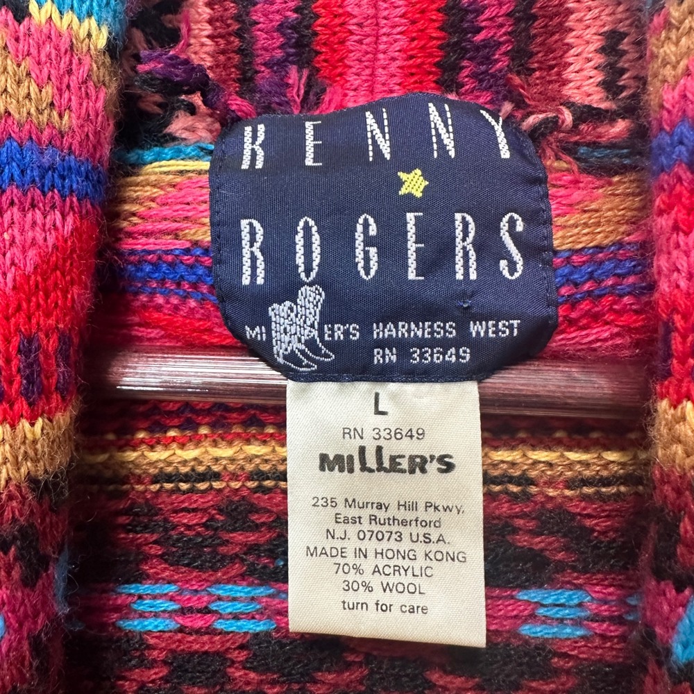 Kenny Rogers Miller's Womens L (Modern M) Southwestern Aztec Knit Button Vest - Picture 3 of 6